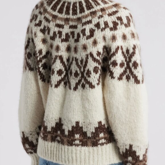 FRAME NWT WHITE ALPACA FAIR ISLE SWEATER SIZE L - Picture 8 of 14